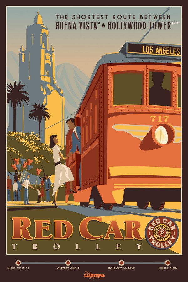 Red Car Trolley by VINTAGE POSTER